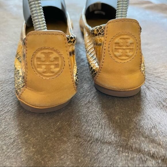 Tory Burch Eddie Watersnake Python Leather Flats - Picture 2 of 5